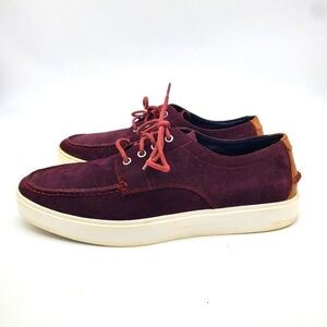 Cole Haan Shoes Mens 10M Bergen Moc Stitched Sneakers Maroon Suede Lace Up